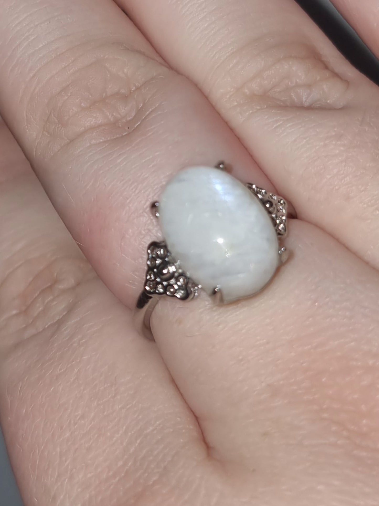 Silver Plated Ajustable Moonstone Ring