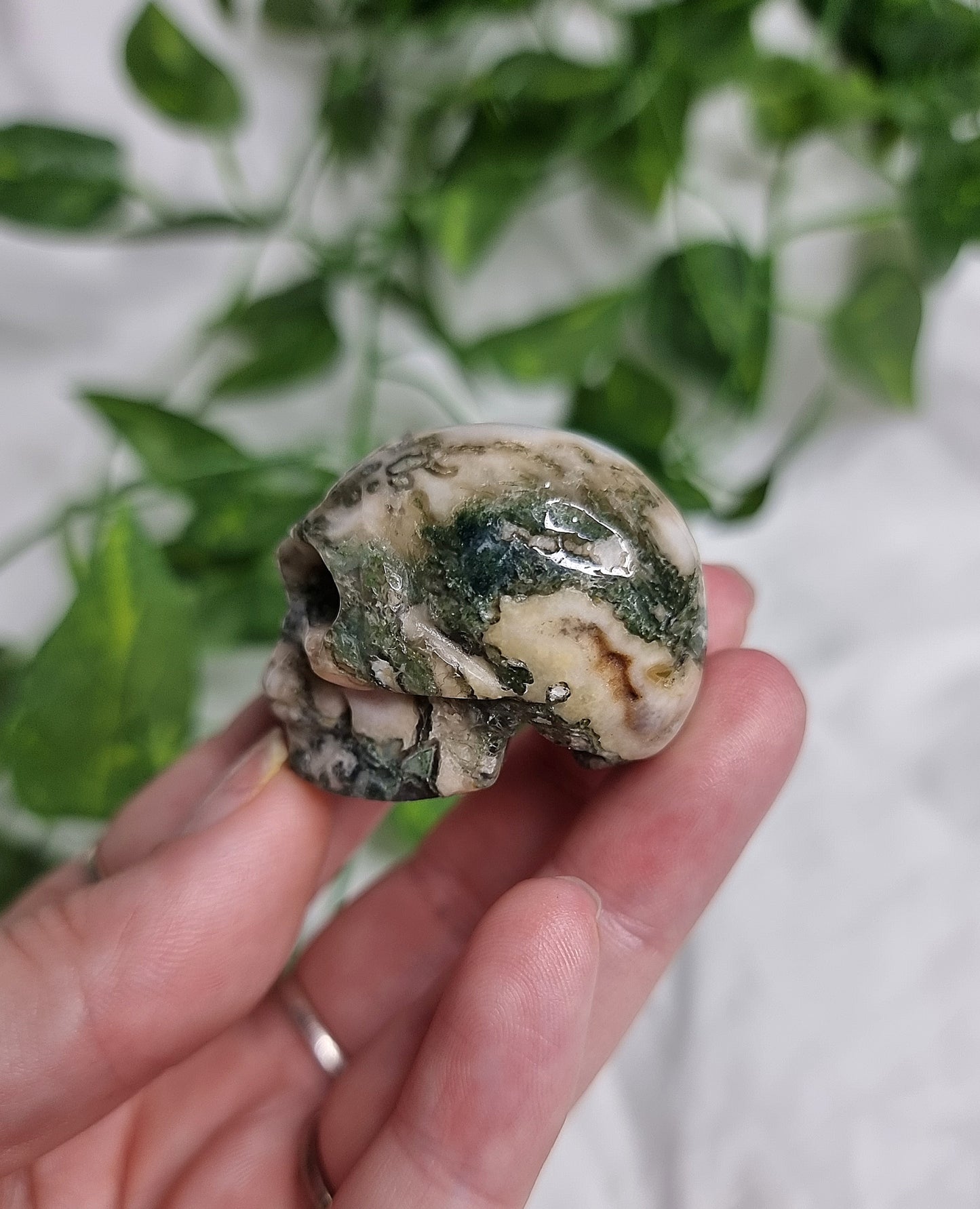 Moss Agate Small Skull #1