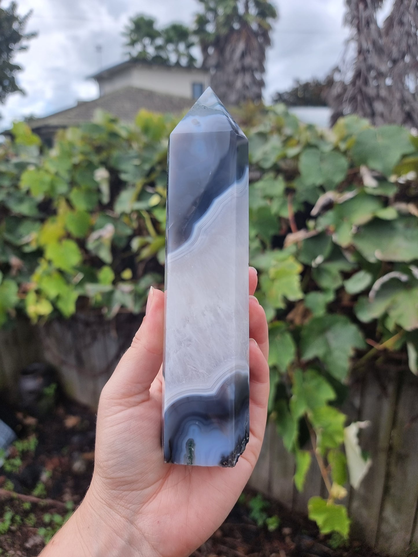 Moss Agate Quartz Tower #5