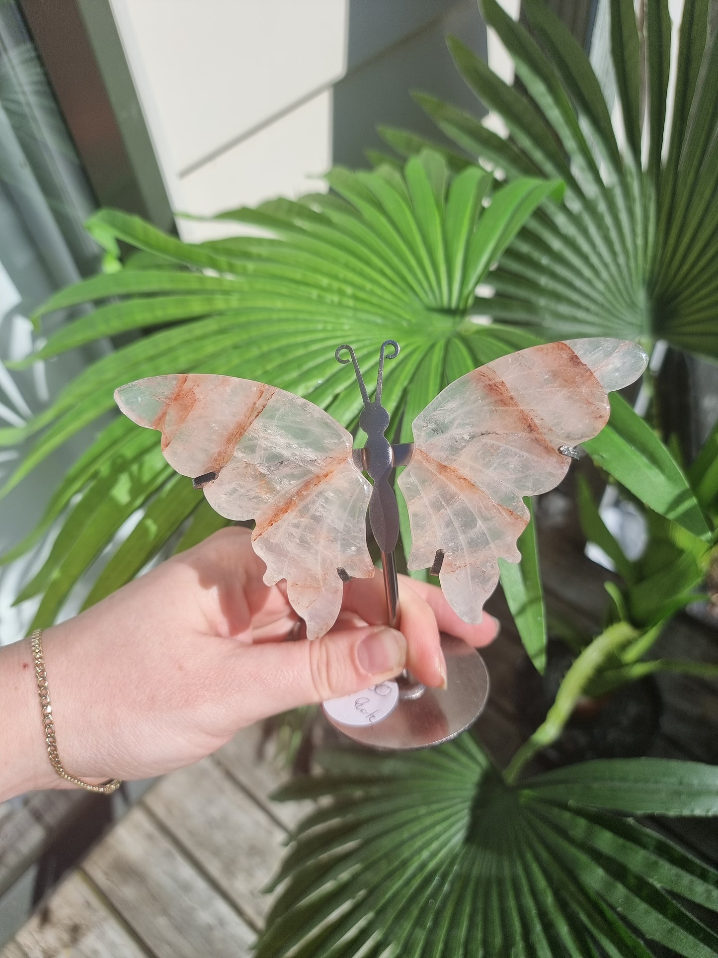 Fire Quartz Butterfly wings on stand