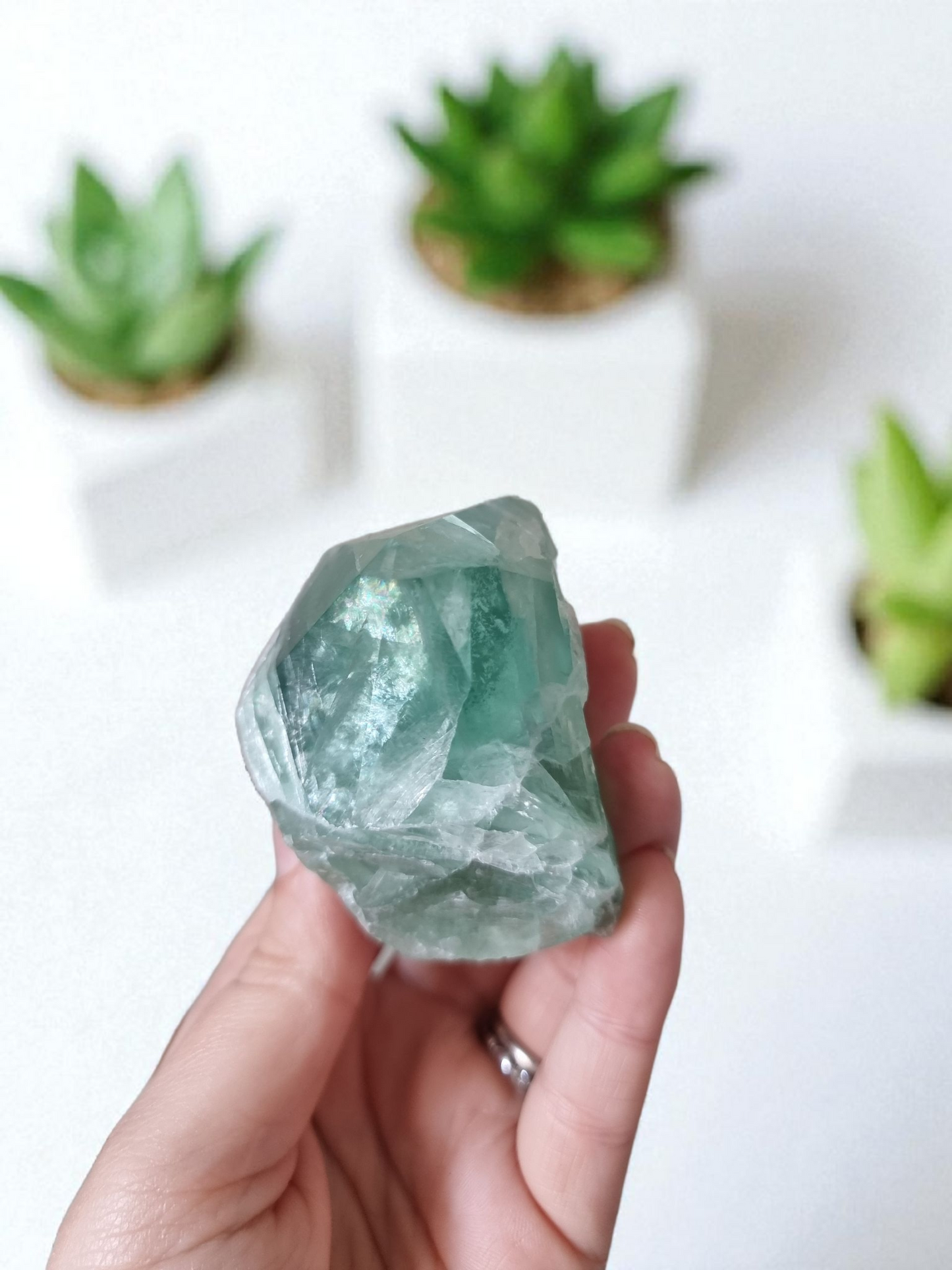Green Fluorite Half Polish Point
