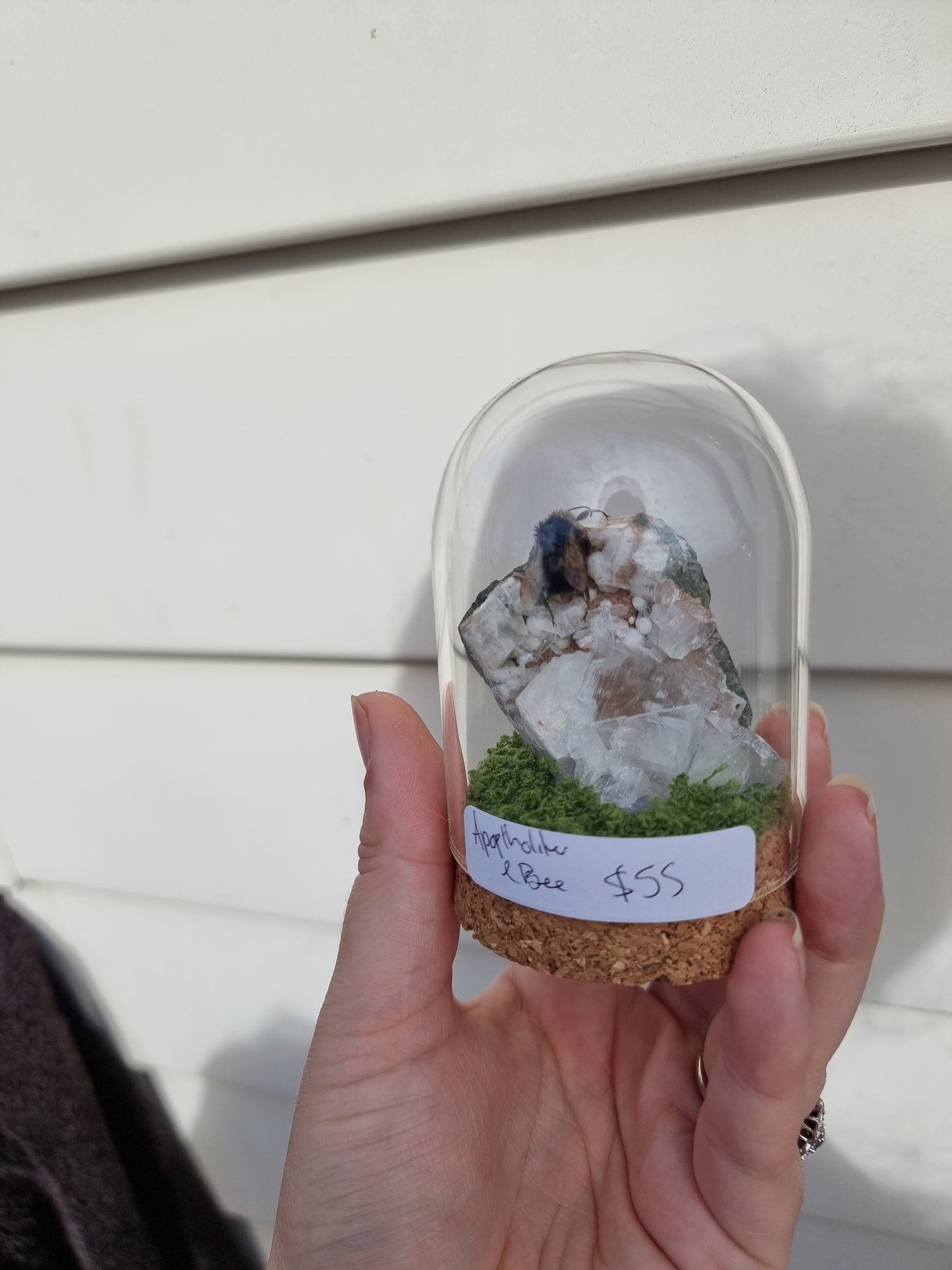 Small bee and Apophyllite Dome