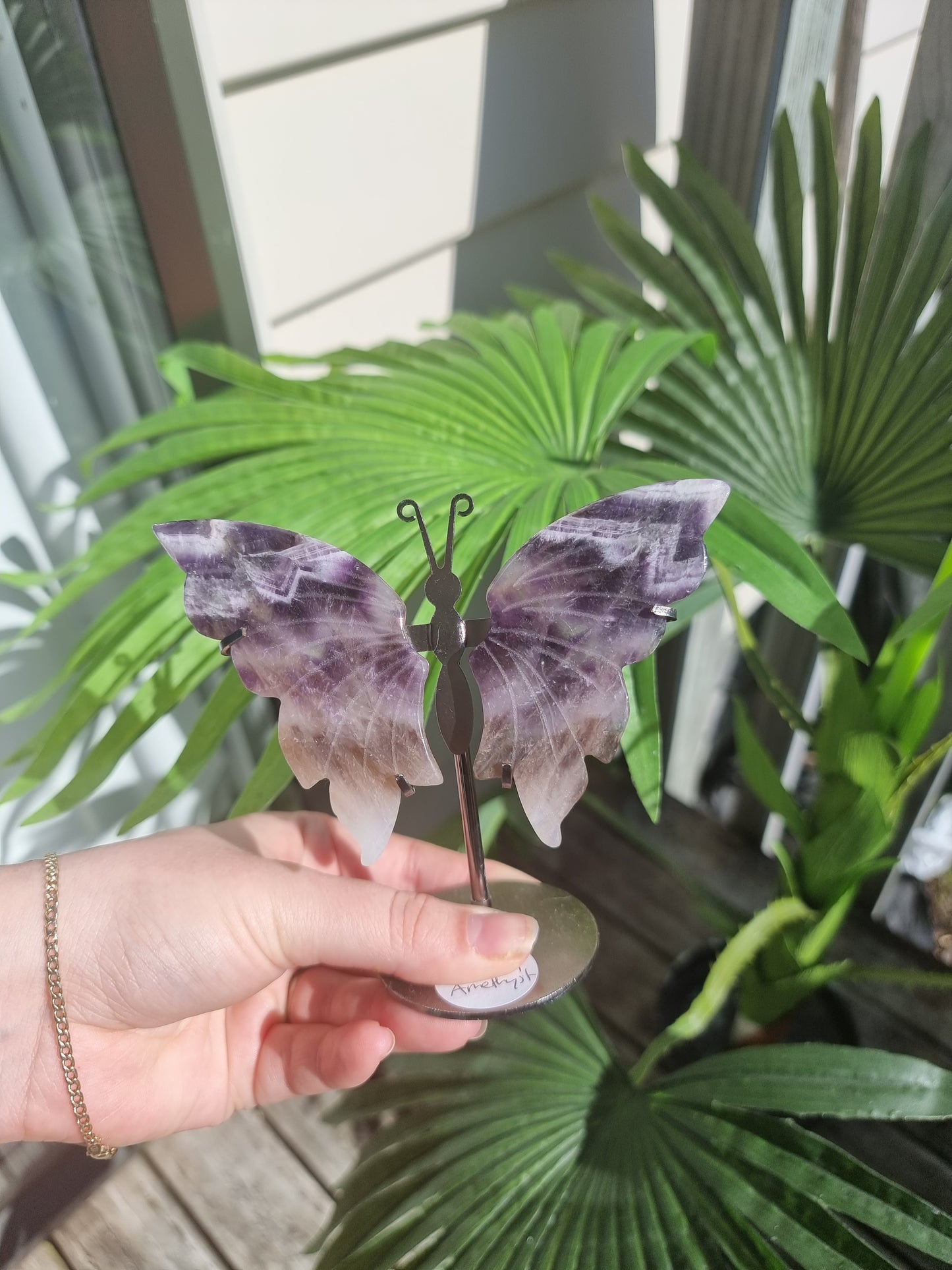 Chevron Amethyst Butterfly Wings On Stand