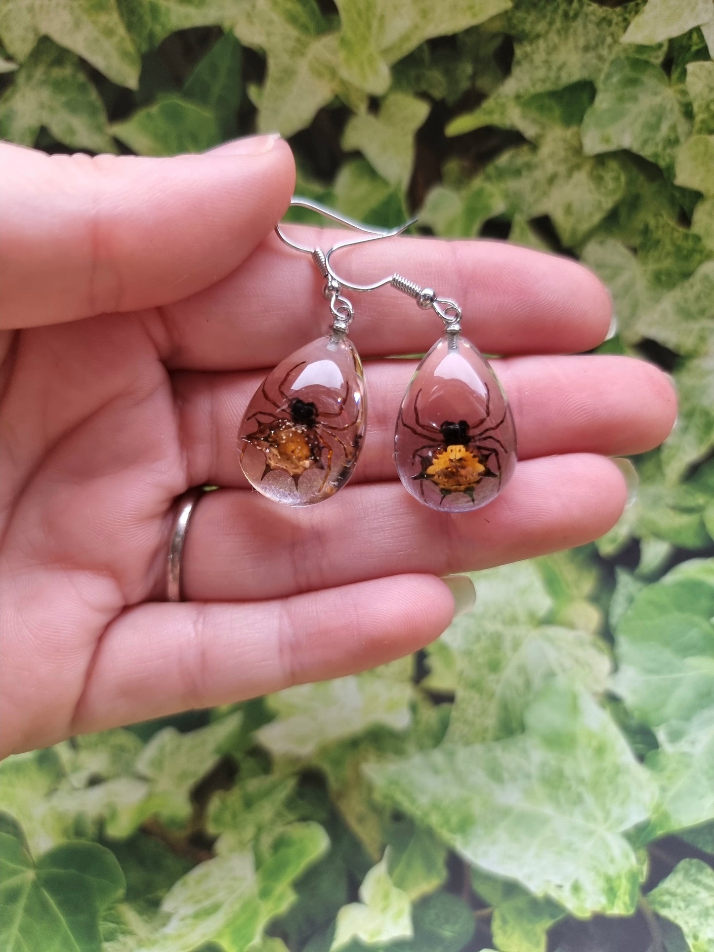 Spiny Orb Web Spider Resin Earings