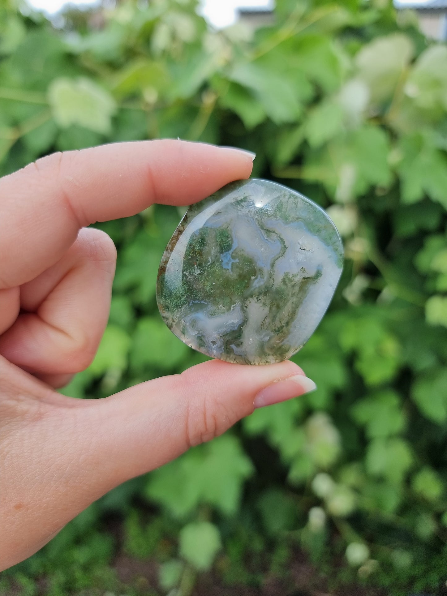 Moss Agate Flatstone With Druze #1
