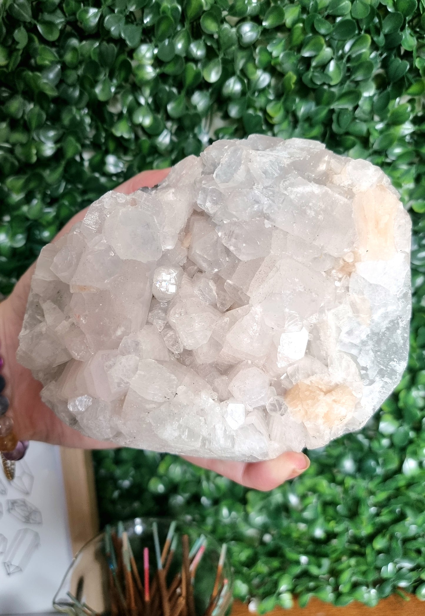 Cut Base Apopthyllite with stilbite Cluster