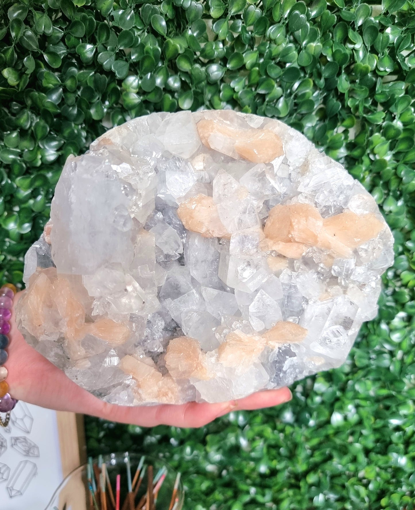 Cut Base Apopthyllite with Stilbite Cluster #2