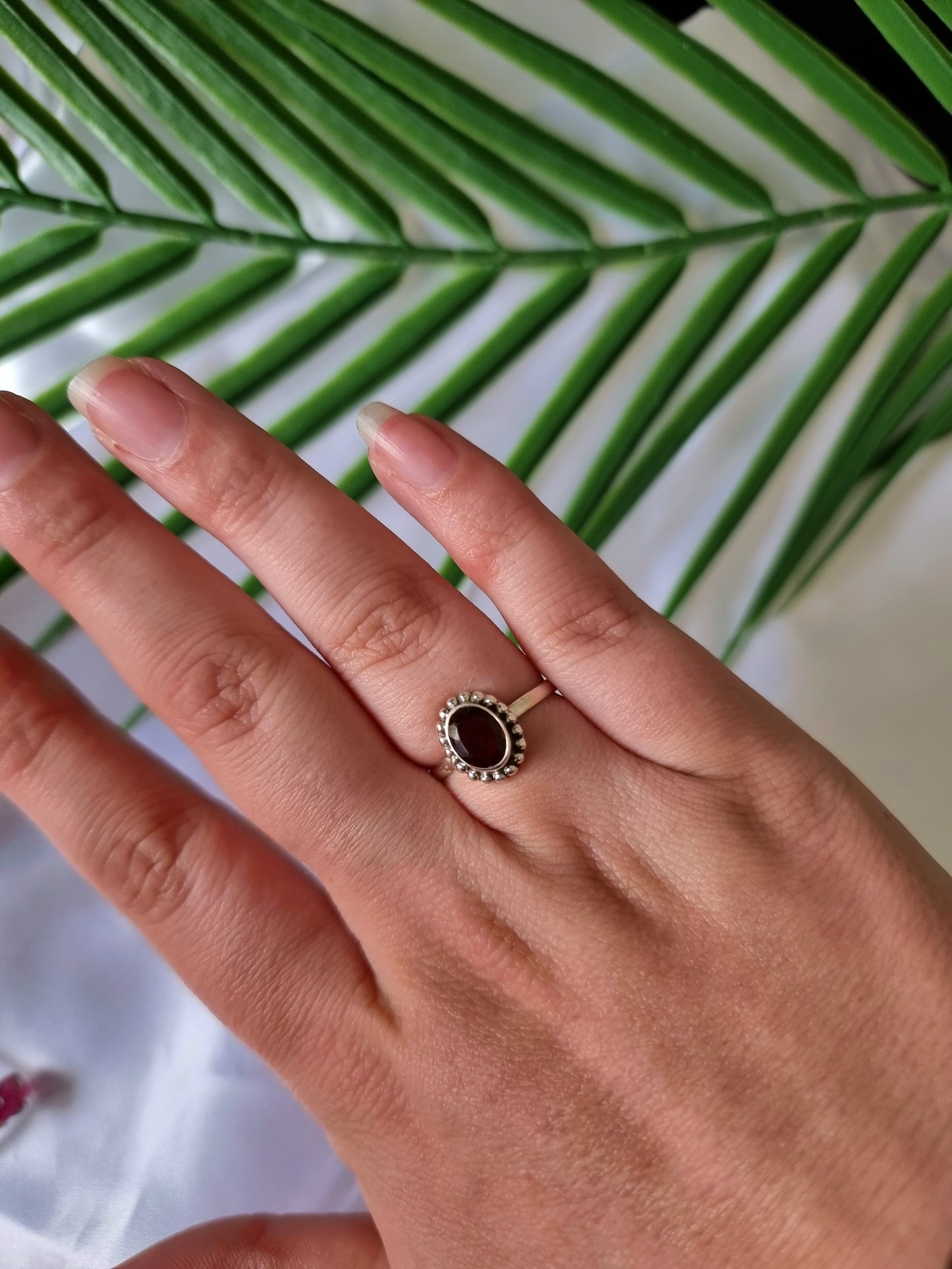 Garnet Sterling Silver Ring