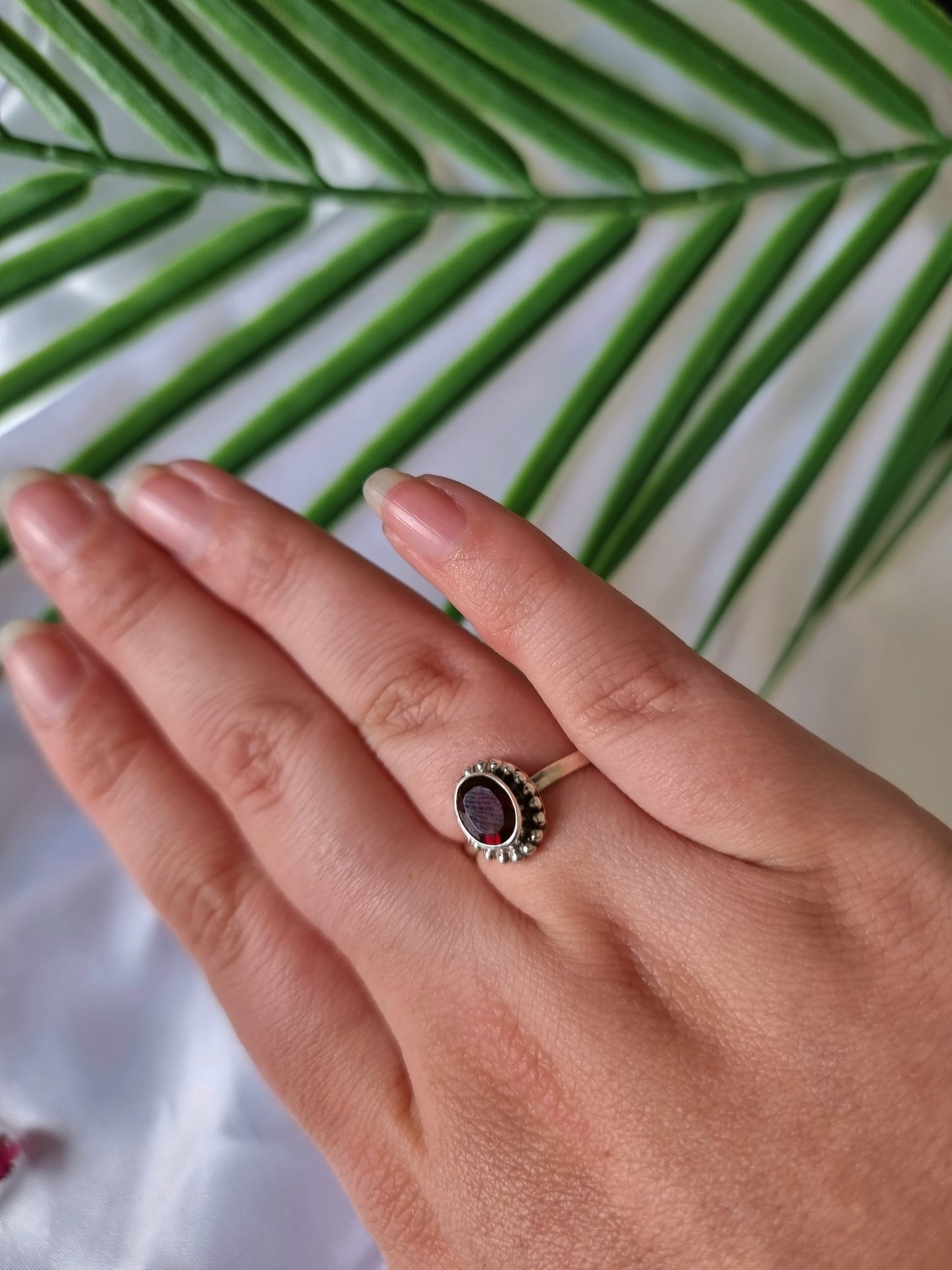 Garnet Sterling Silver Ring