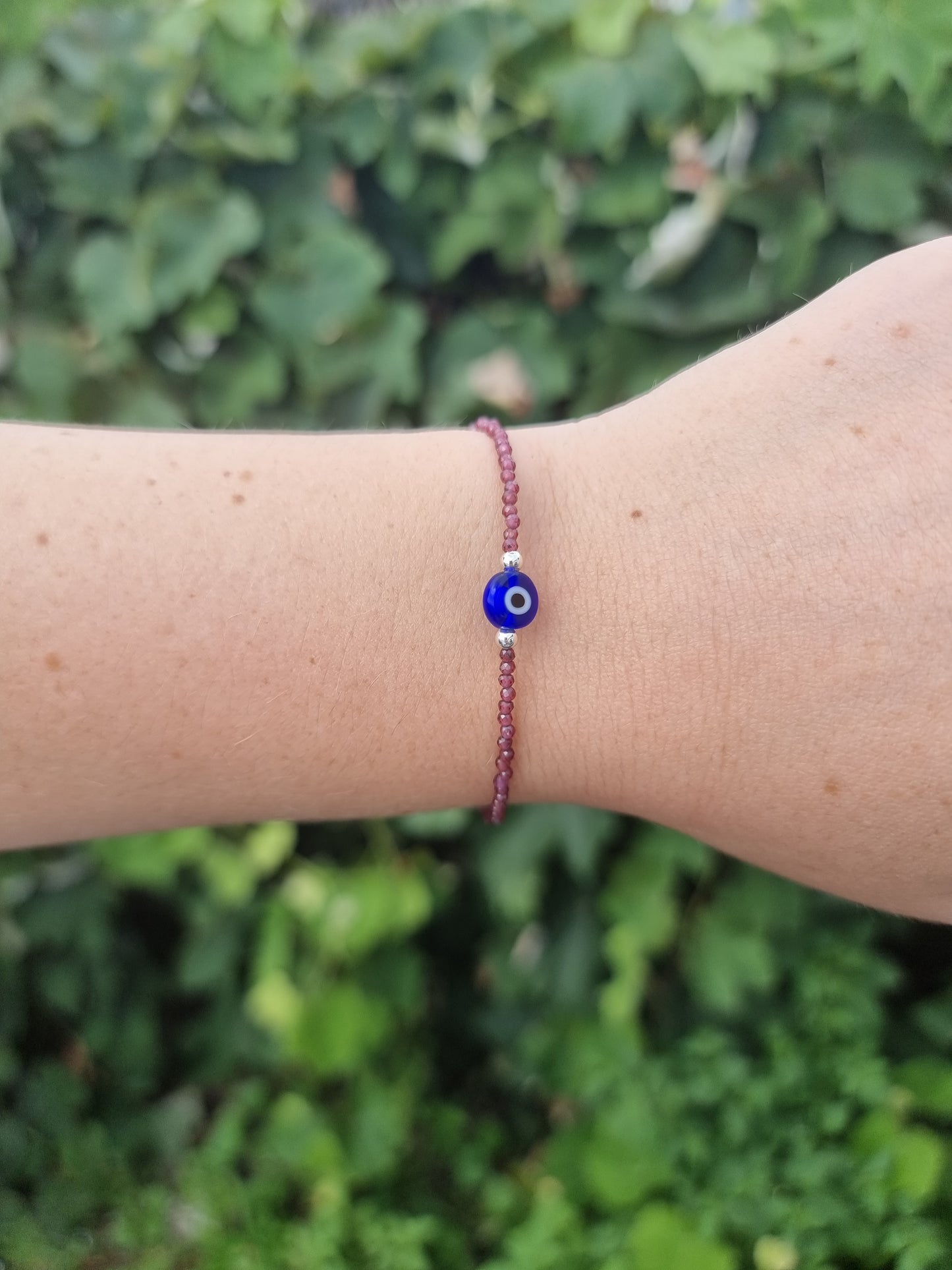 Garnet Faceted Bracelet With Nazar