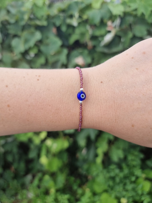 Garnet Faceted Bracelet With Nazar