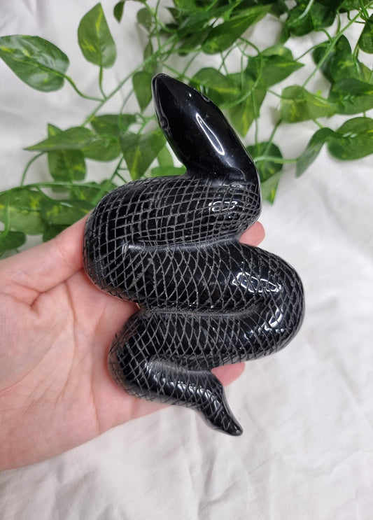 Large Obsidian Snake Carving