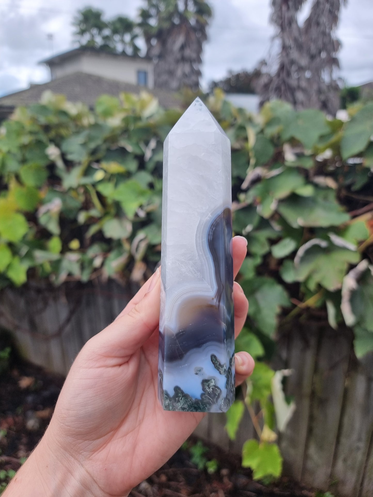 Moss Agate Quartz Tower #2