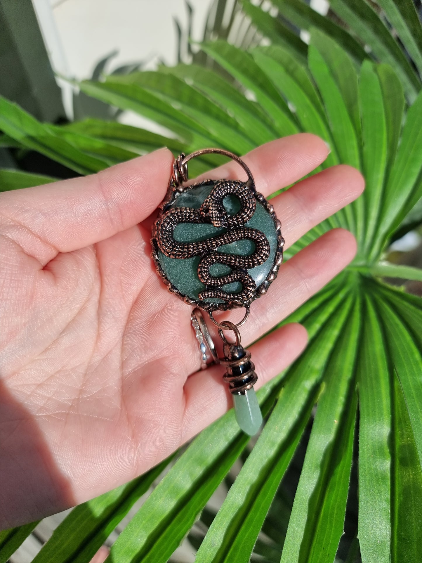 Hand Made Green Adventurine Snake Pendant