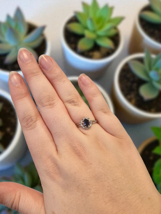 Silver Plated Ajustable Iolite Ring