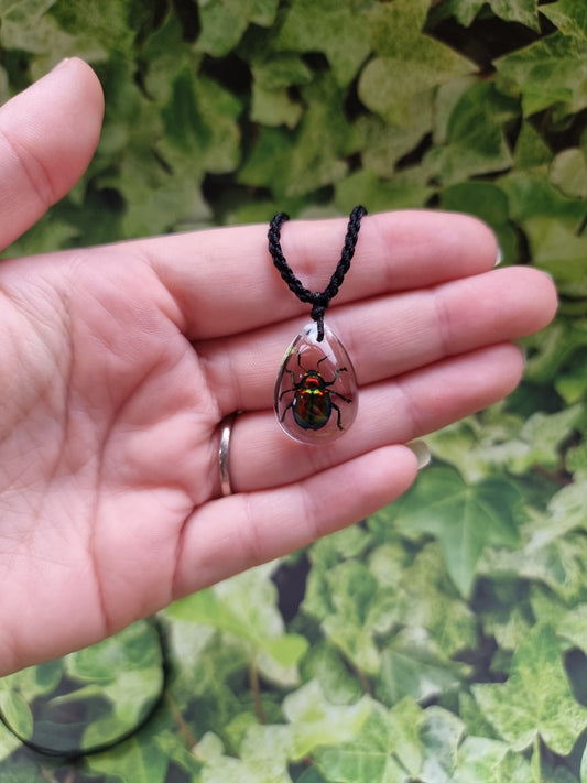 Leaf Bug  Ajustable Resin Necklace