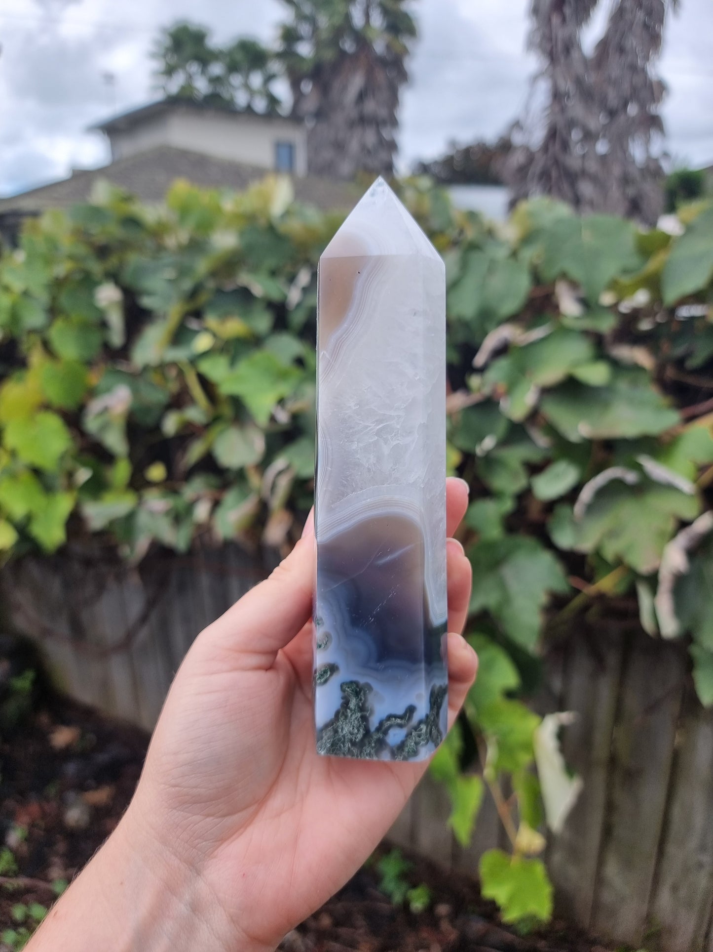 Moss Agate Quartz Tower #2