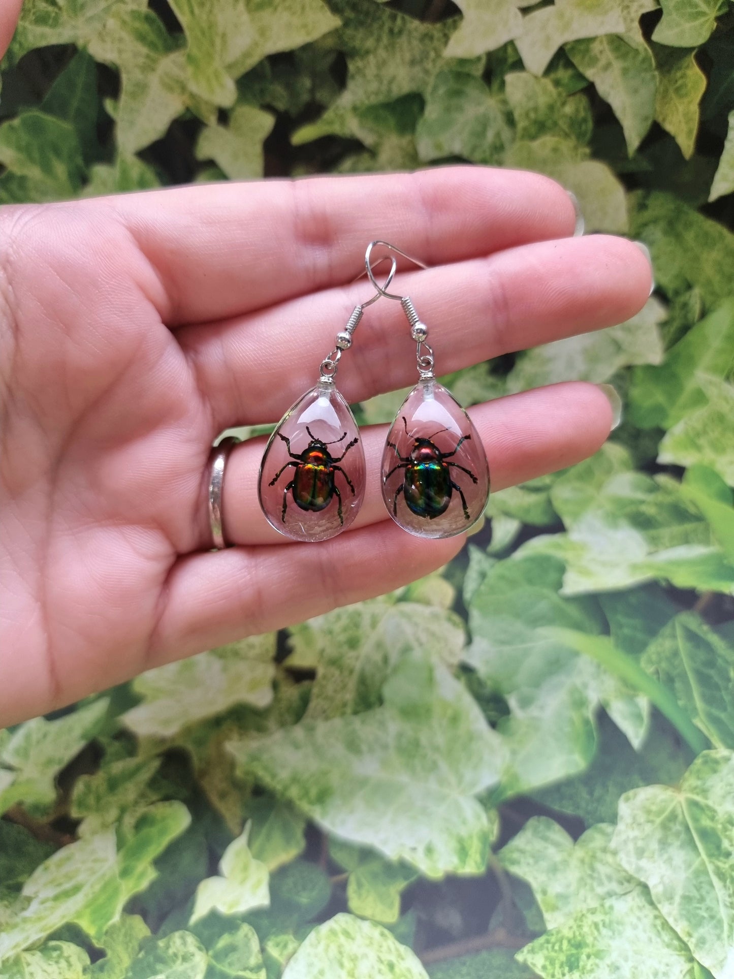 Leaf Bug Resin Earings