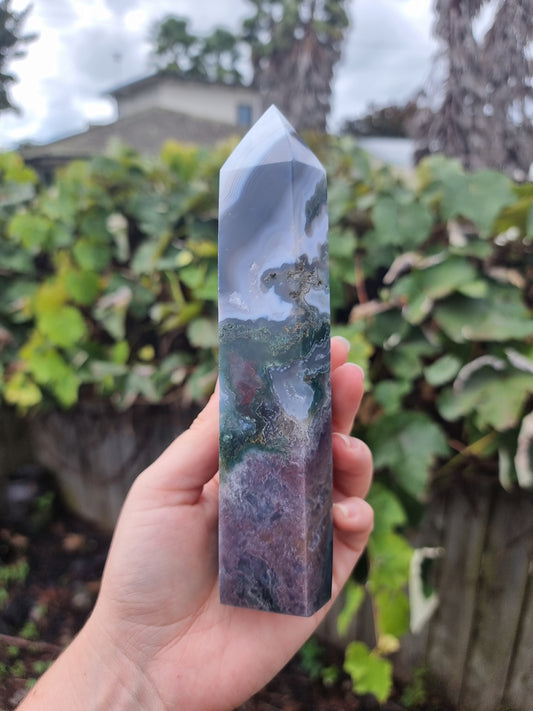 Moss Agate Quartz Tower #4