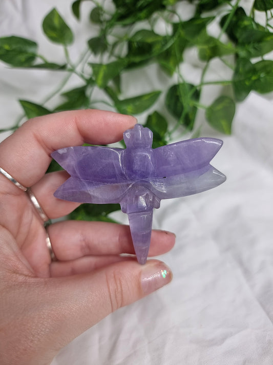 Purple Fluorite Dragonfly Carving