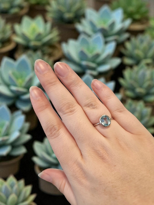 Sterling Silver Size 7 Aquamarine Ring