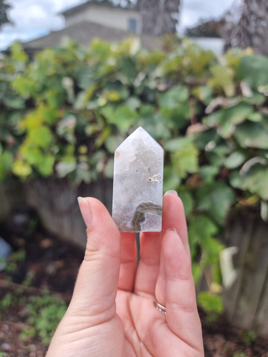 Small Moss Agate Point With Druze #3