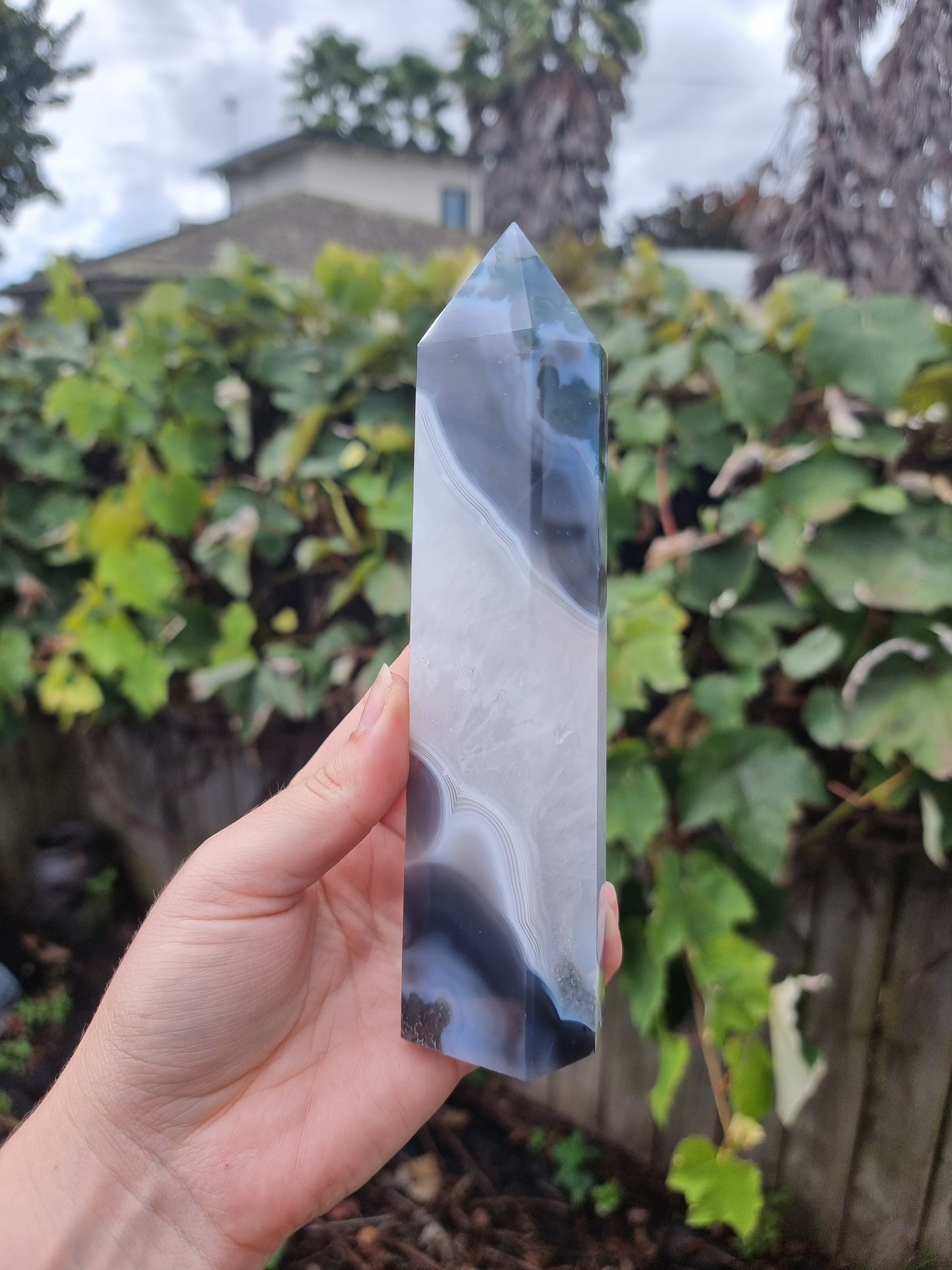 Moss Agate Quartz Tower #5
