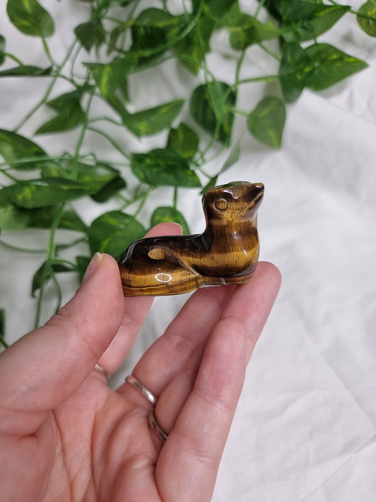 Tiger Eye Snake Carving