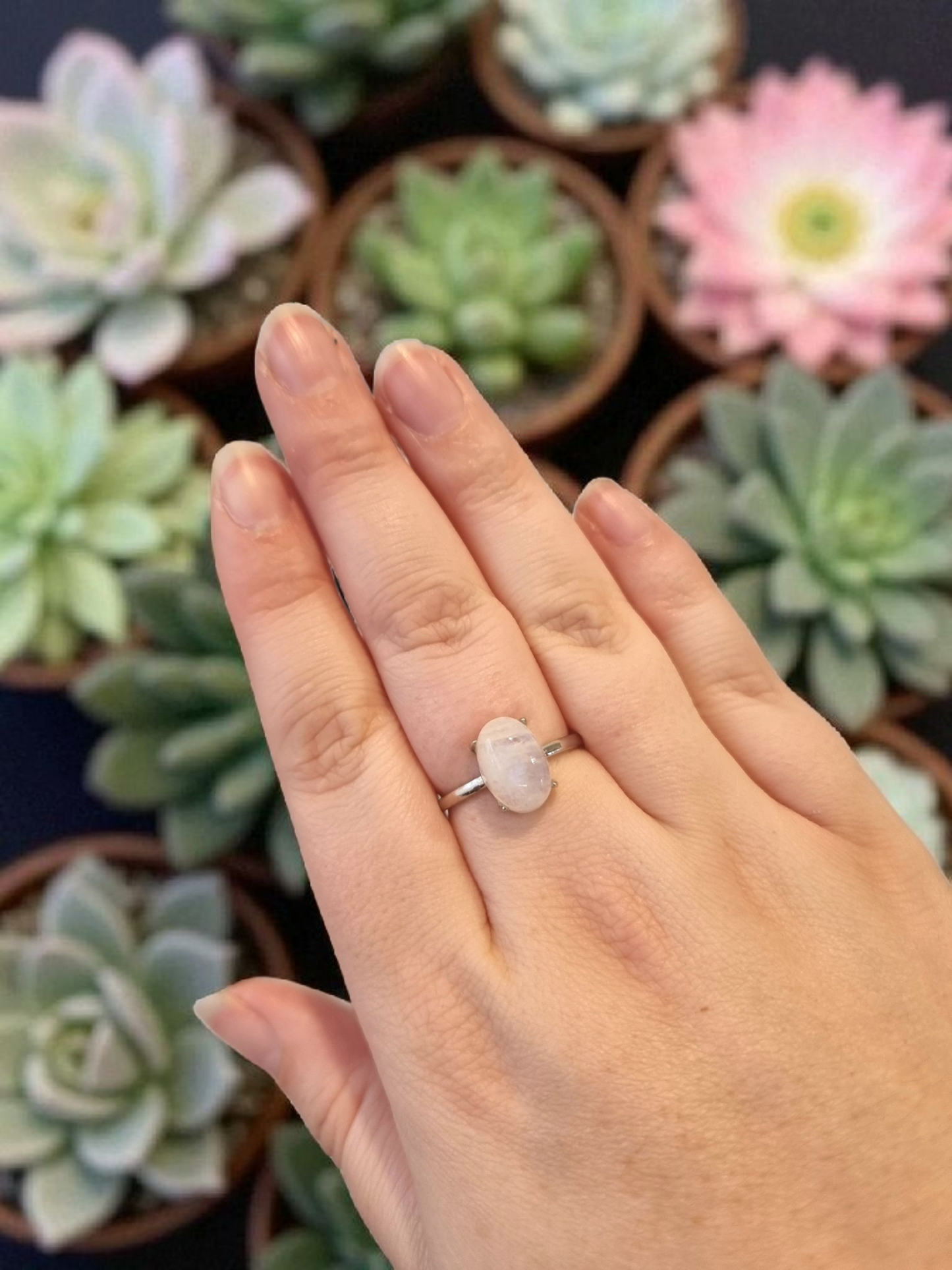 Sterling silver Ajustable Moonstone Ring #2