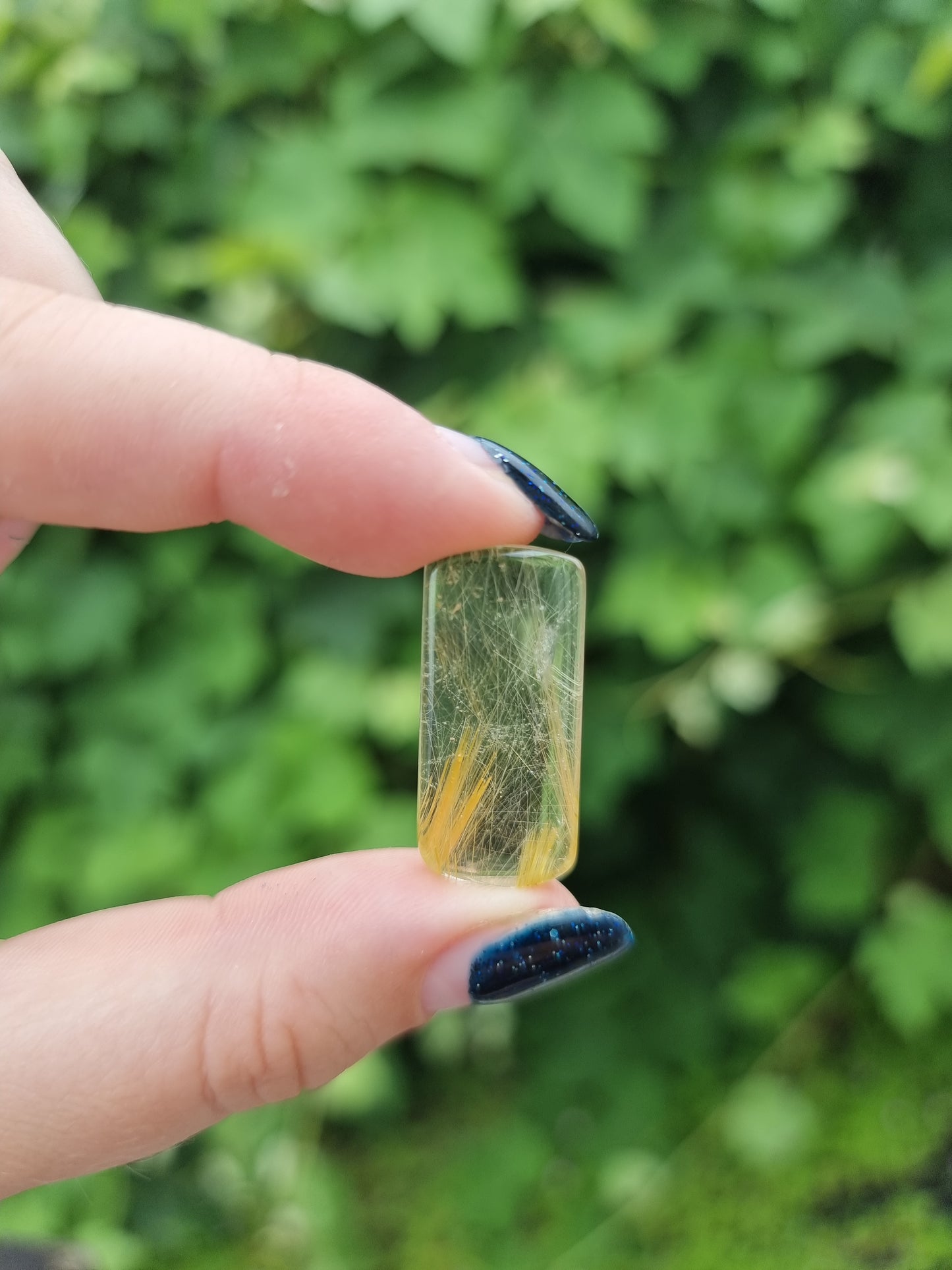 High Quality Golden Rutile in Quartz Rectangle