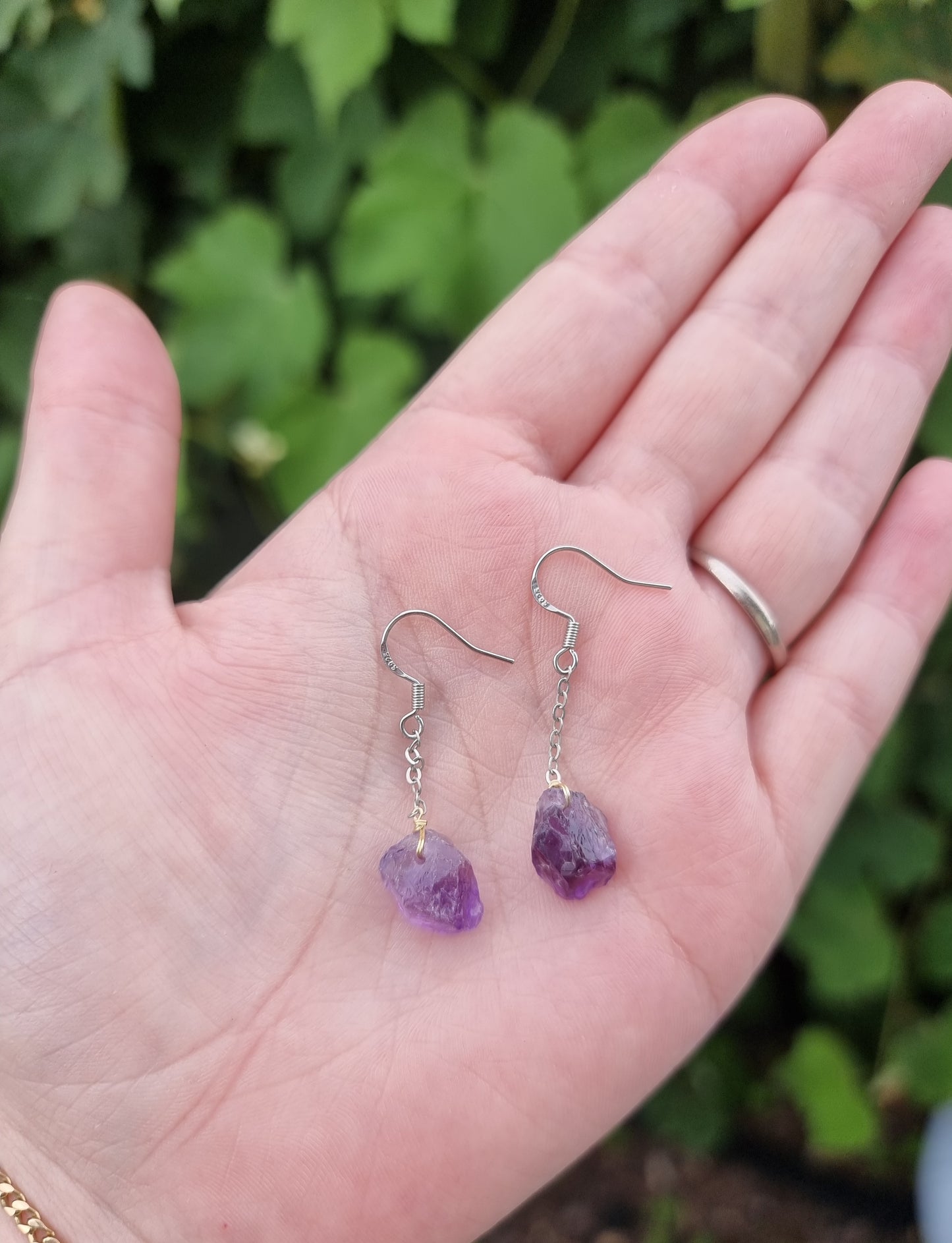 Sterling Silver Raw Amethyst Earings #2