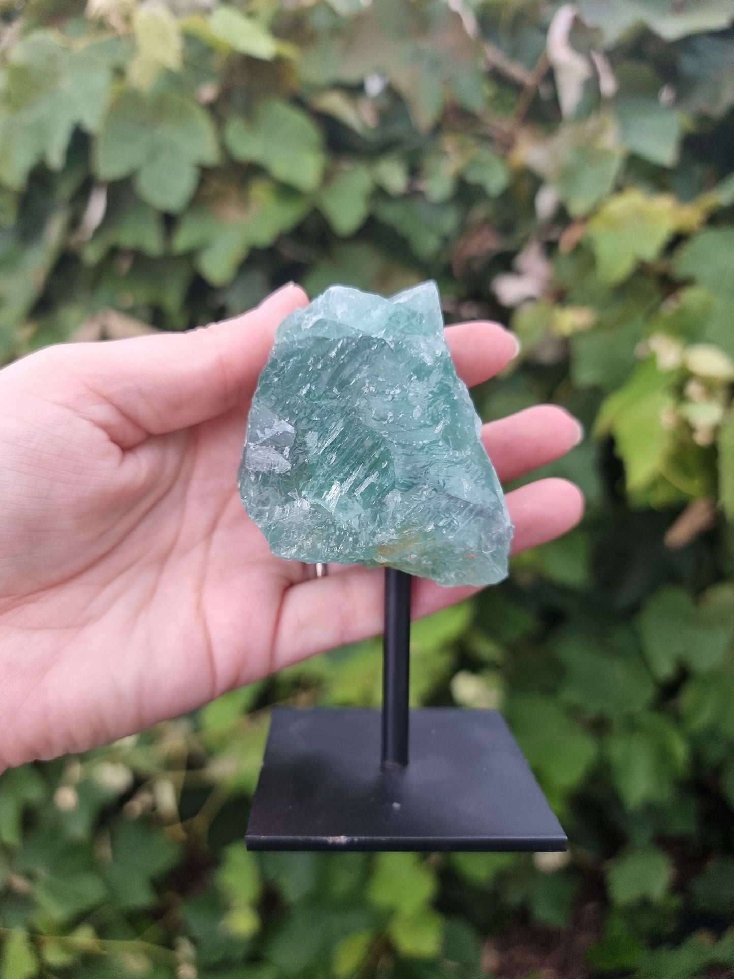 Raw Green Fluorite on Stand #1