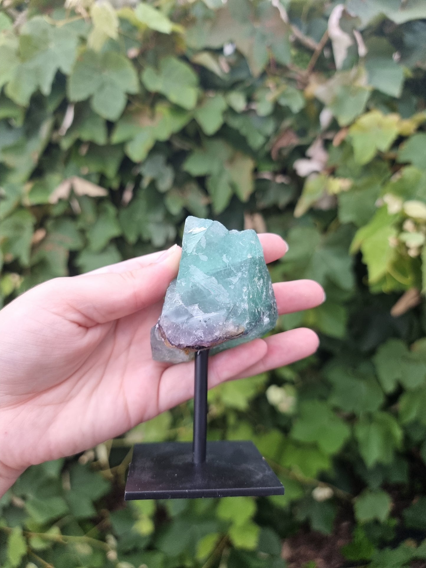 Raw Green Fluorite on Stand #1