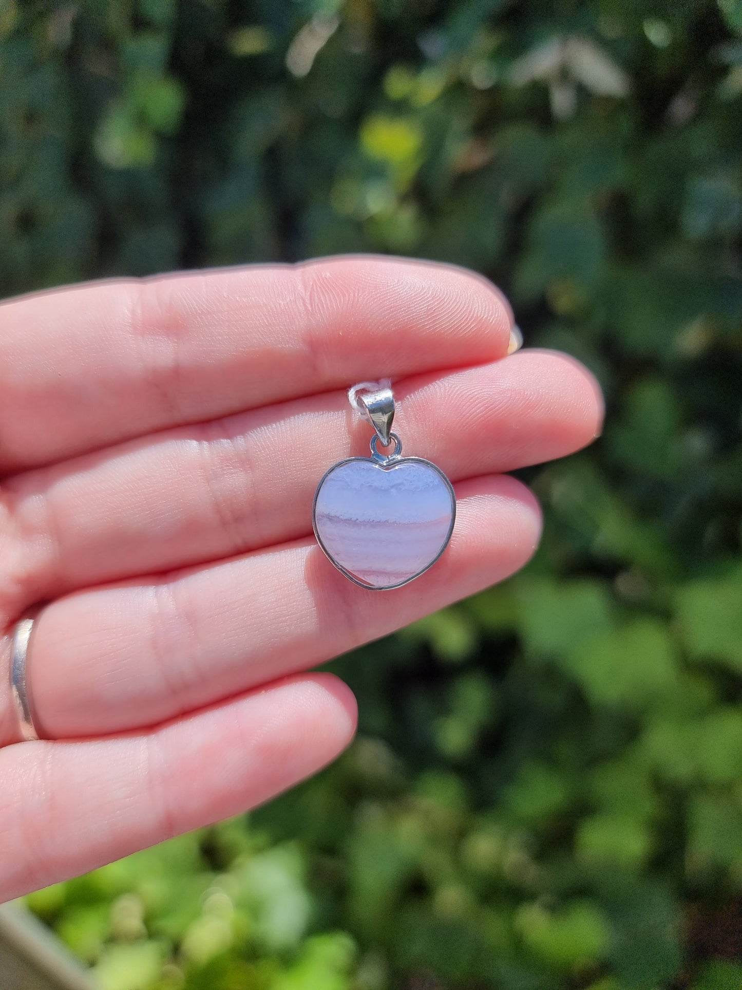 Blue Lace Agate Heart Pendant