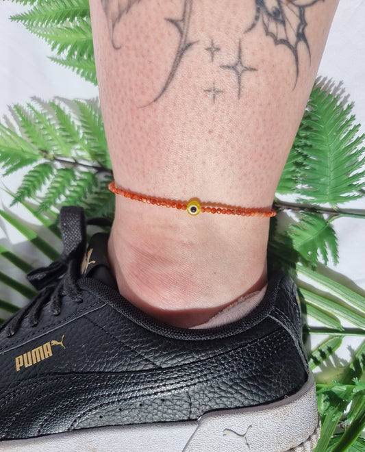 Carnelian Faceted Anklet