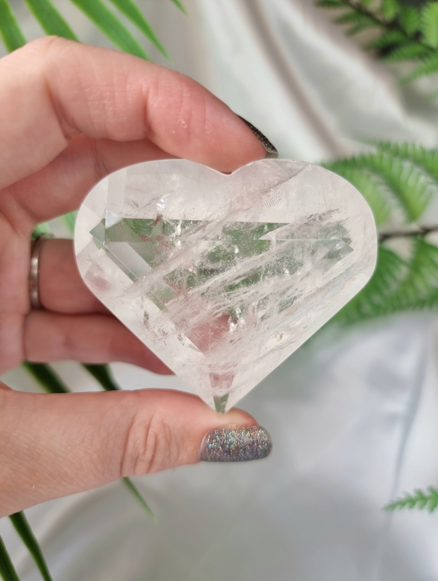 Clear Quartz Faceted Heart 2