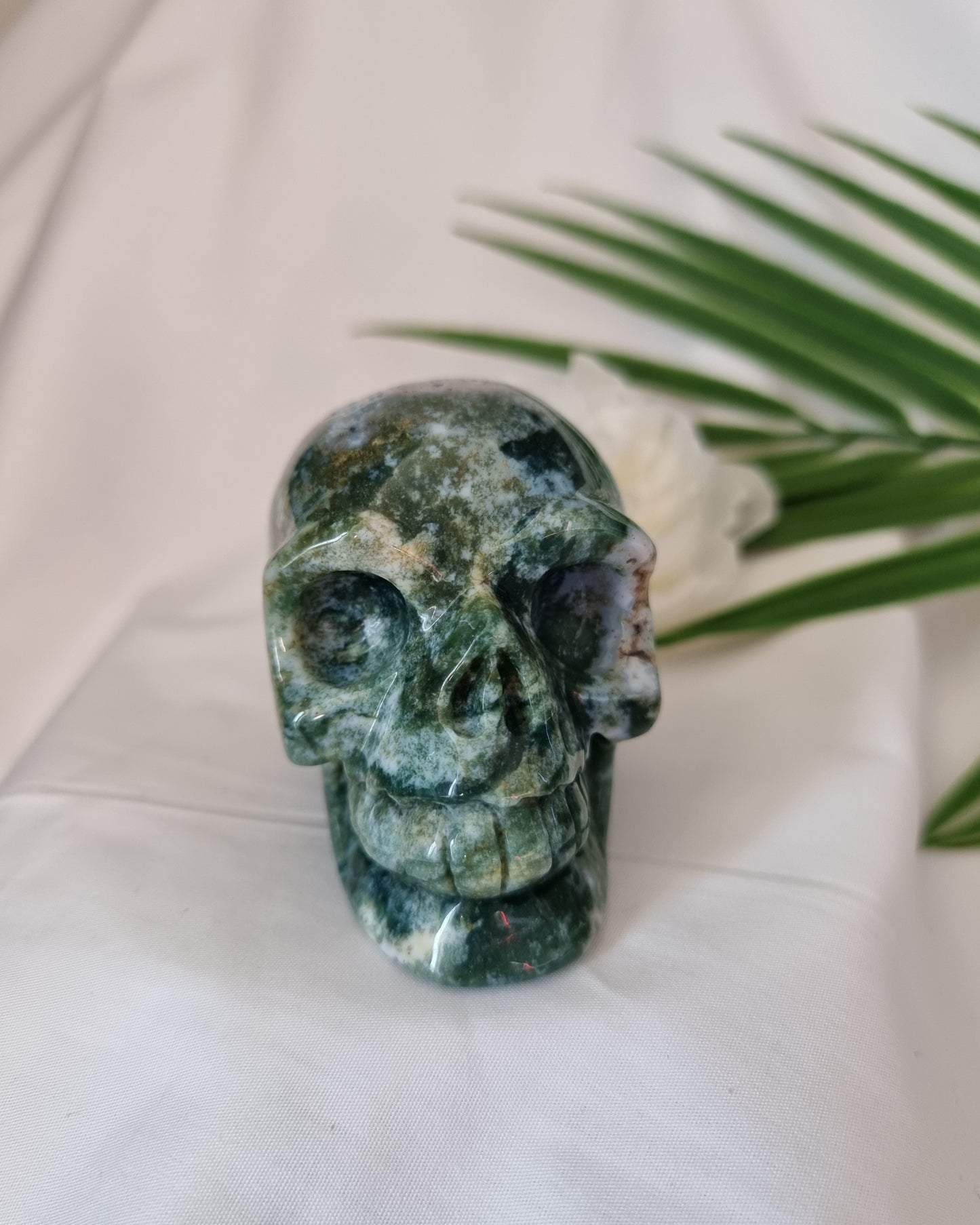 Moss Agate Skull 1