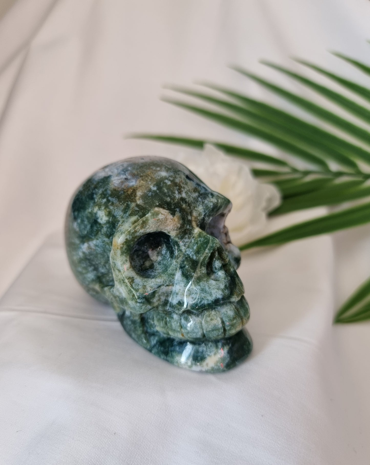 Moss Agate Skull 1