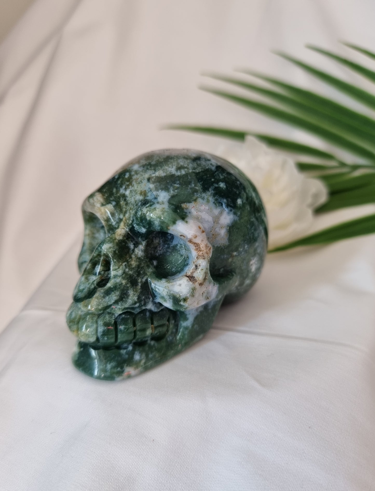 Moss Agate Skull 1