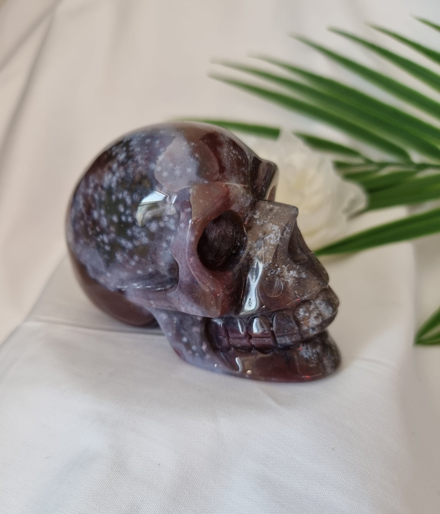 Moss Agate Skull 3