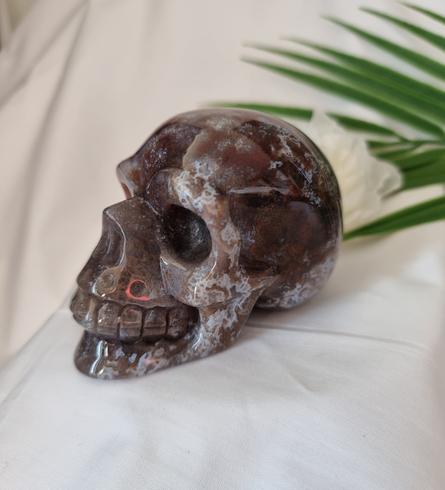 Moss Agate Skull 3