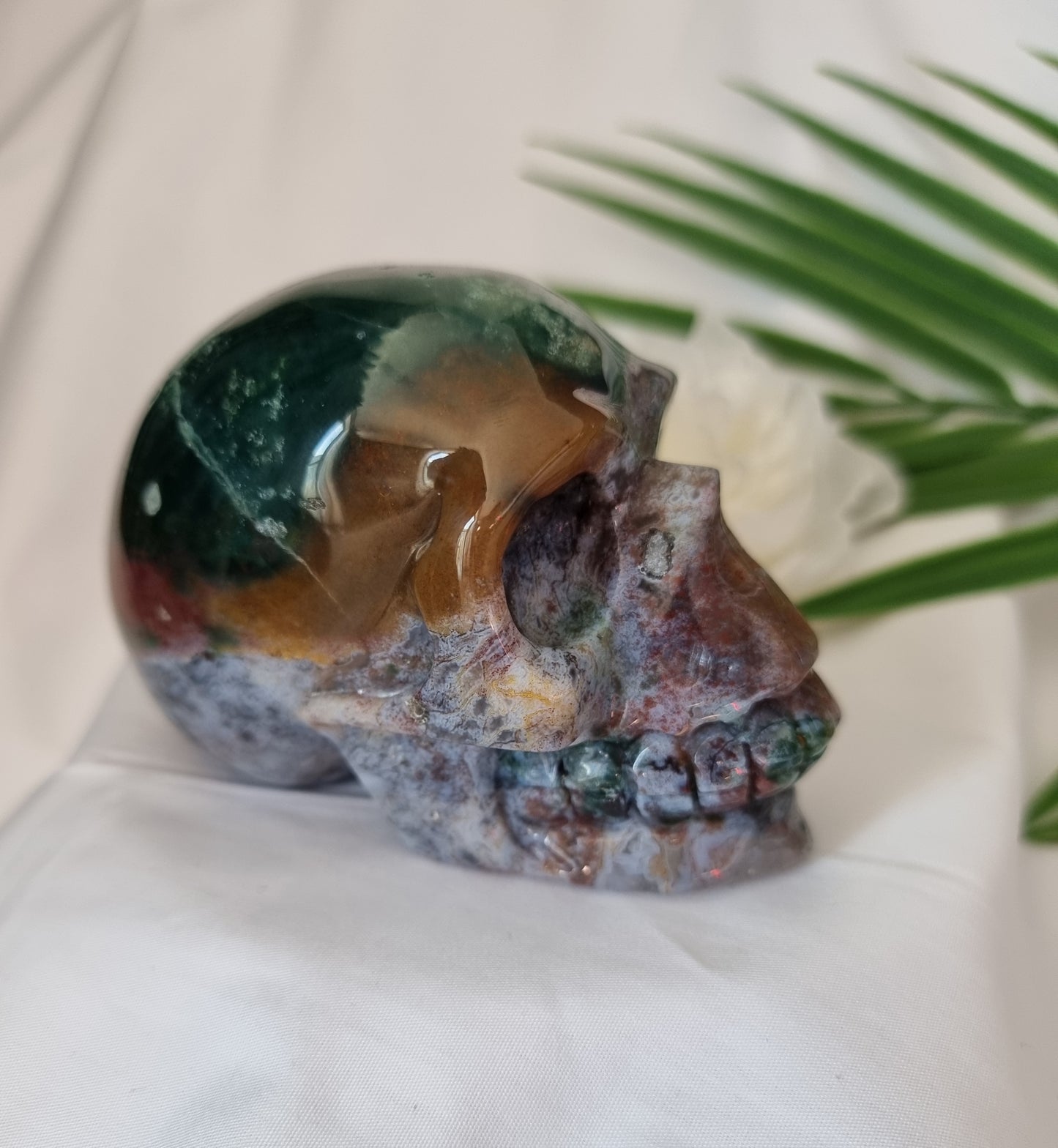 Moss Agate Skull 4