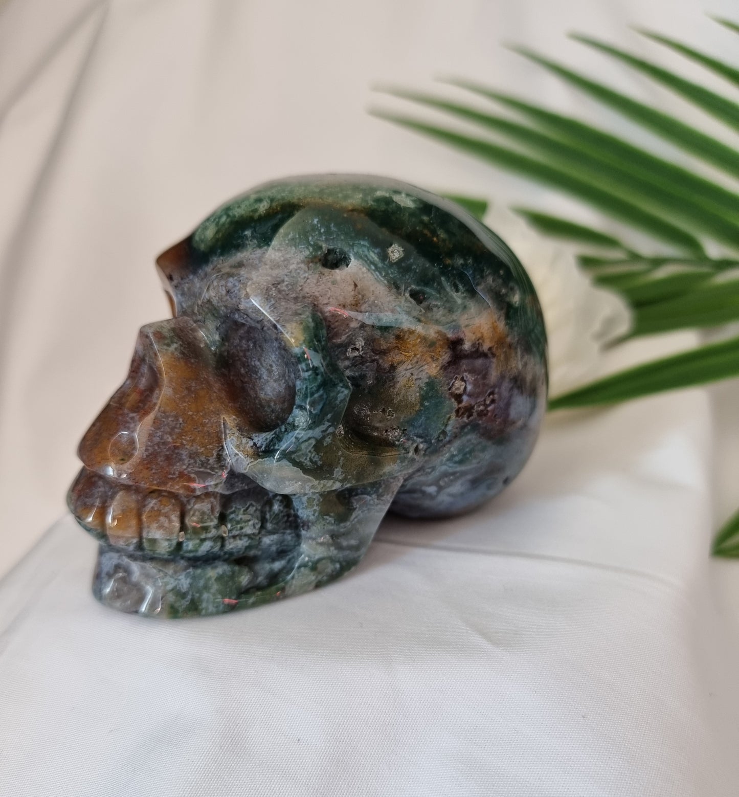 Moss Agate Skull 4