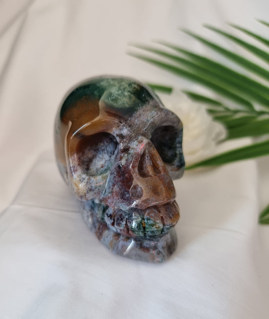 Moss Agate Skull 4