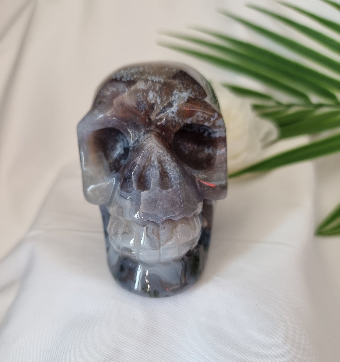 Moss Agate Skull 5