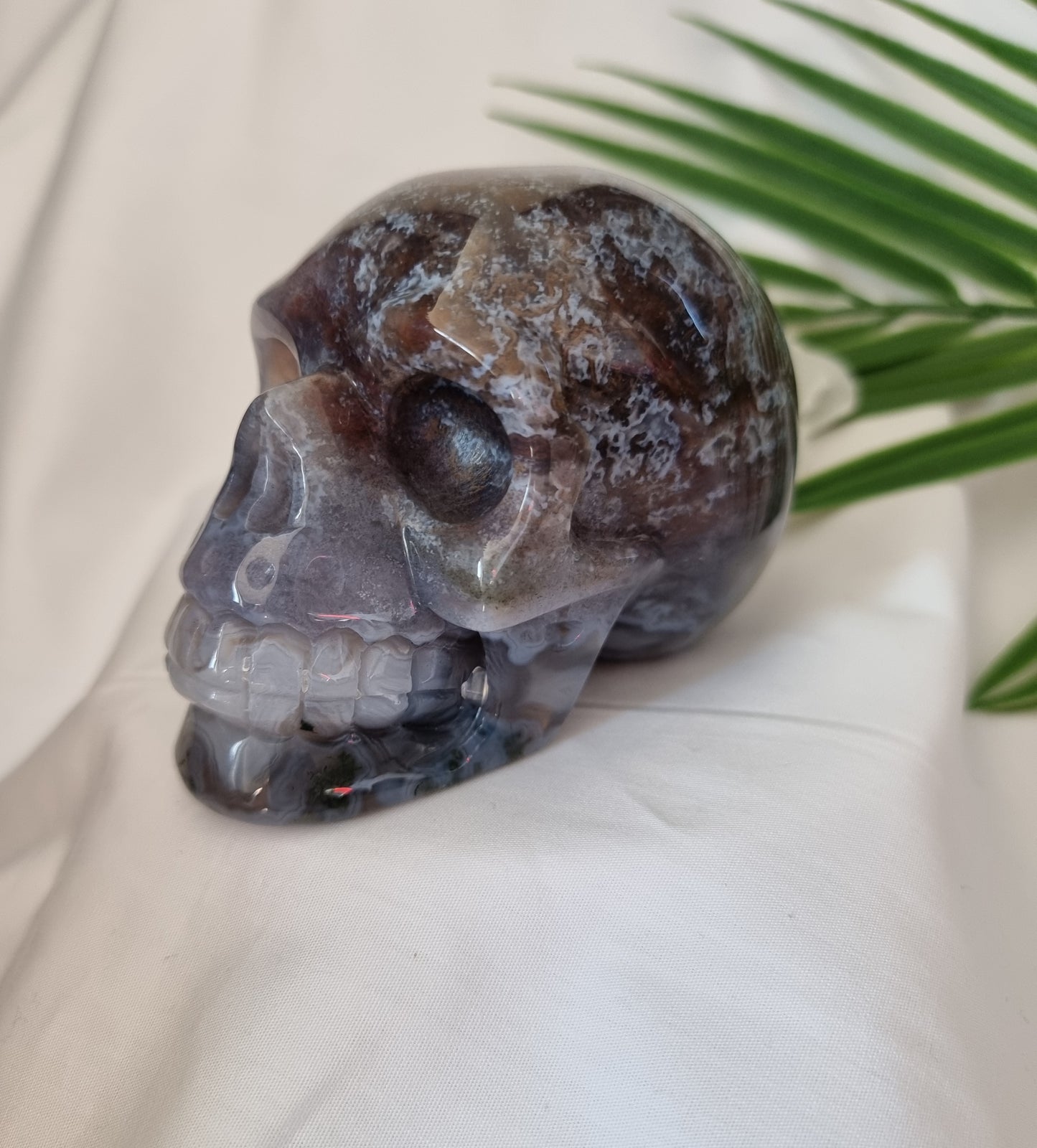 Moss Agate Skull 5