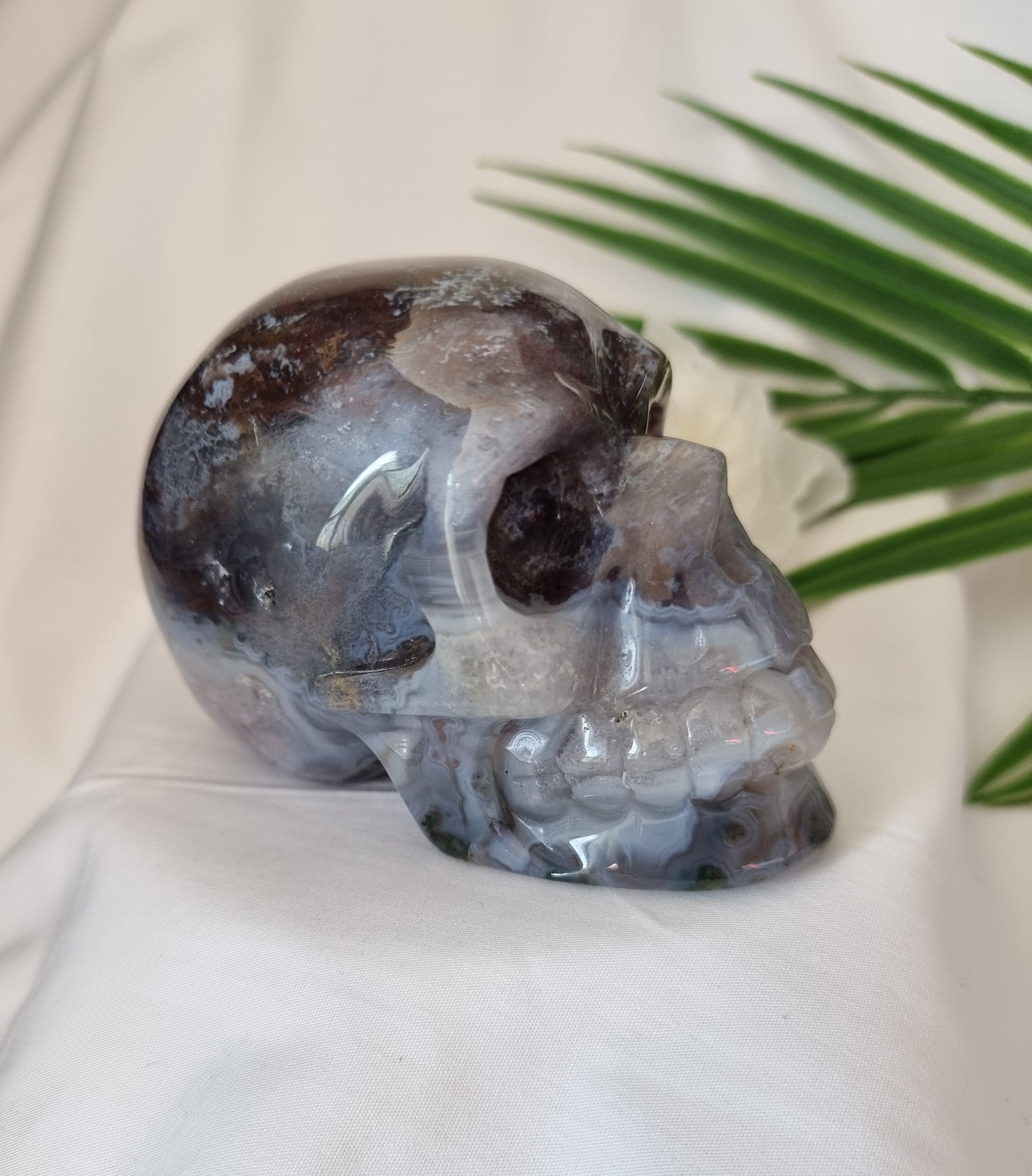 Moss Agate Skull 5