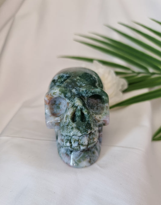 Moss Agate Skull 2
