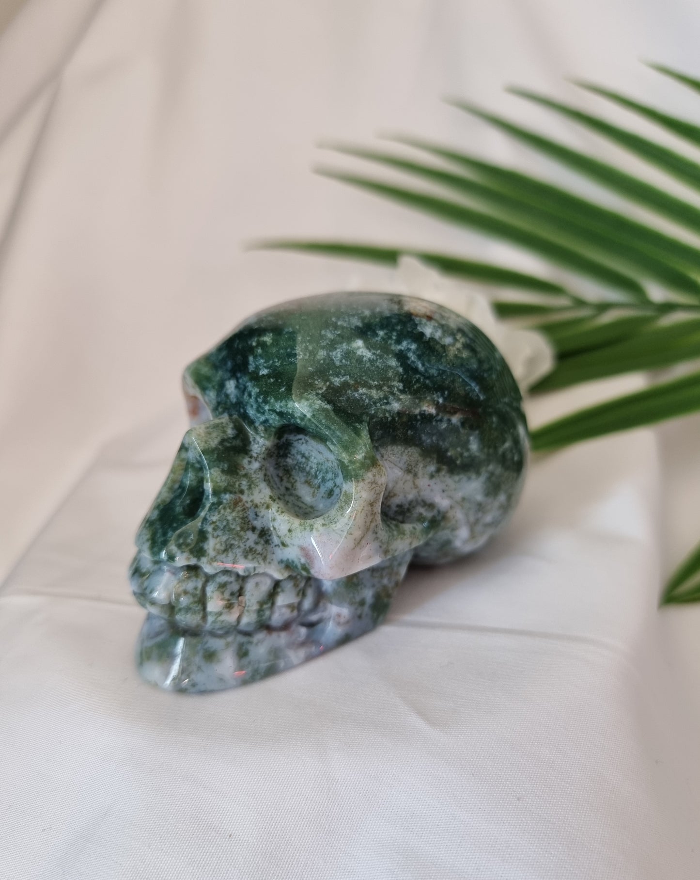 Moss Agate Skull 2