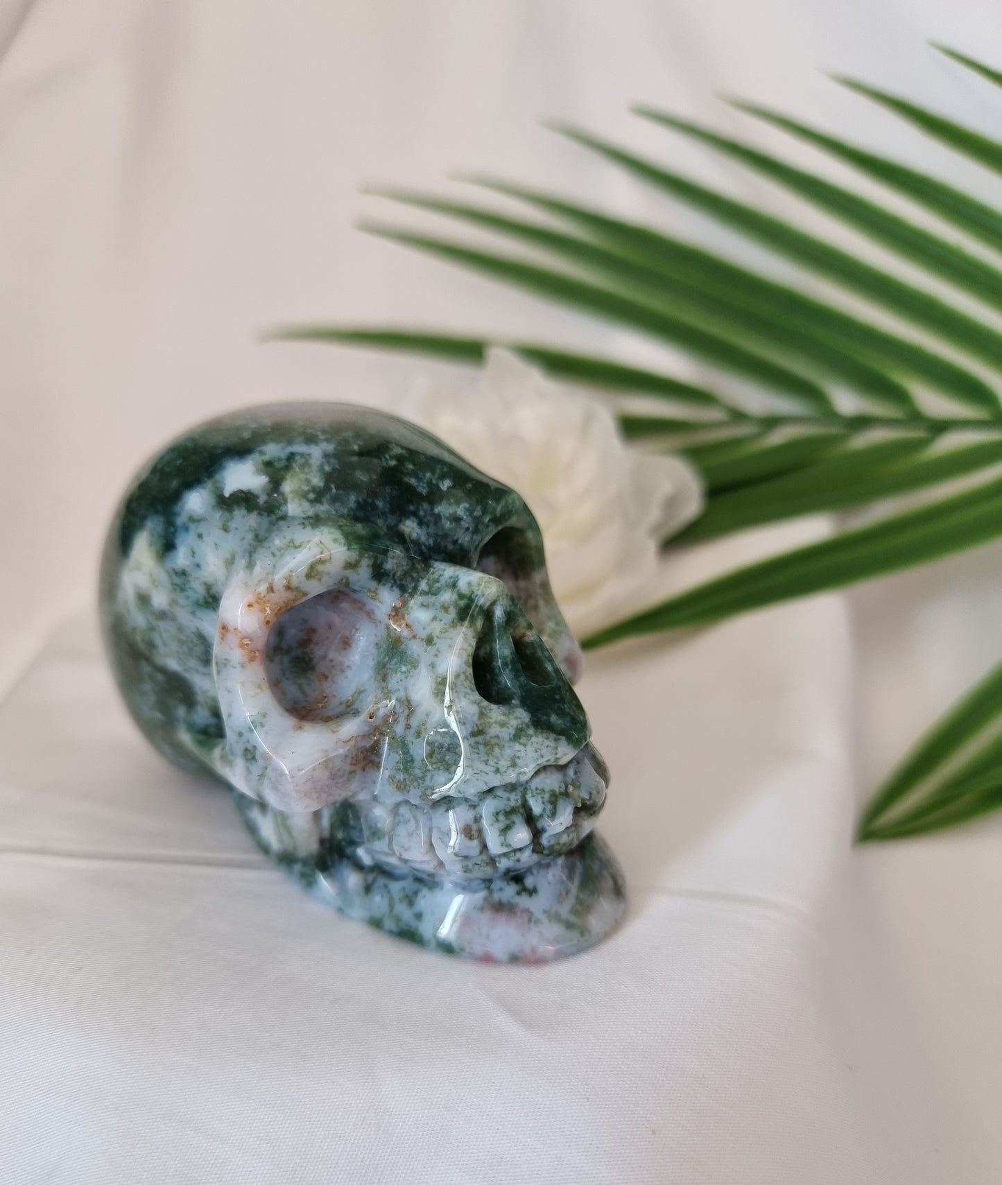 Moss Agate Skull 2